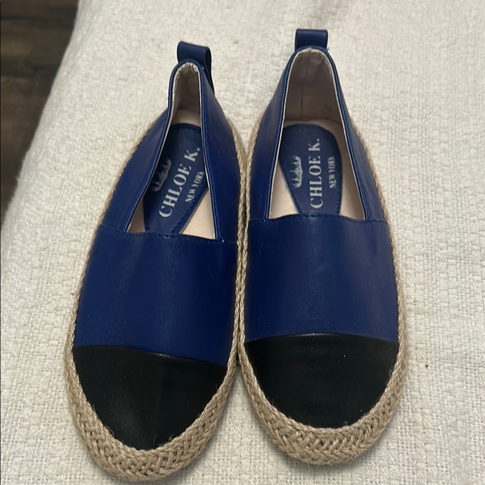 Chloe K Blue and Black Espadrille Shoes